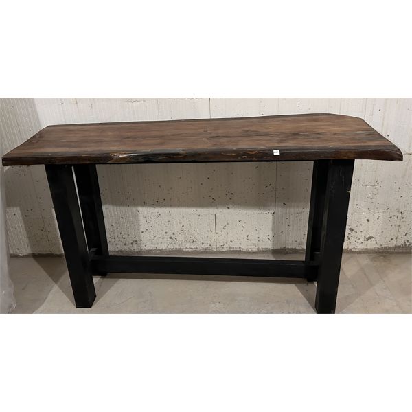 LIVE EDGE WOOD SLAB BAR TABLE W/ RUSTIC LEGS - 21 INCH X 6 FOOT - SEE ALL PICS