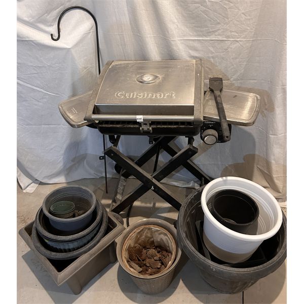 JOB LOT - CUISINART PORTABLE PROPANE BBQ & QTY PLANTERS