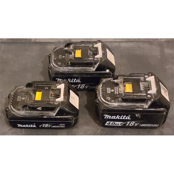 LOT OF 3 - MAKITA POWER TOOL BATTERIES