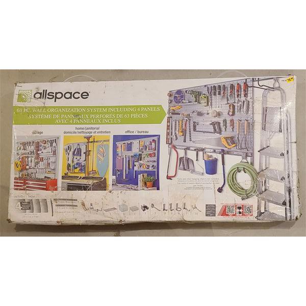 ALLSPACE - 63 PIECE WALL ORGANIZER W/ 4 PANELS - AS NEW