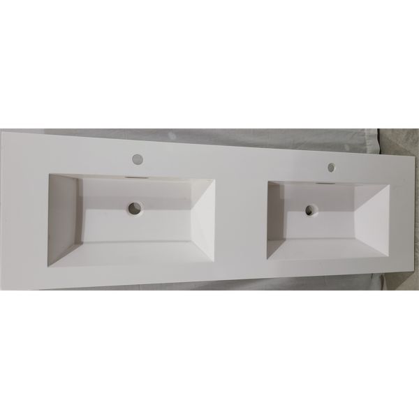 VANITY TOP W/ DBL SINKS MOULDED DESIGN - PVC (?) - 18 3/4 X 59 3/4 INCH