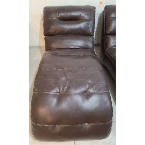 LOT OF 2 - MATCHING LEATHER LOUNGERS - 5 FOOT 5 INCH