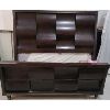 Image 1 : BEDROOM SET - SOLID WOOD WAVE DESIGN - QUEEN SIZE HEAD & FOOT BOARD, NIGHT TABLE & MATTRESS / BOX SP