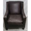 Image 1 : OCCASSIONAL CHAIR - PATTERNED BROWN LEATHER W/ BRASS STUDS
