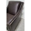 Image 3 : OCCASSIONAL CHAIR - PATTERNED BROWN LEATHER W/ BRASS STUDS