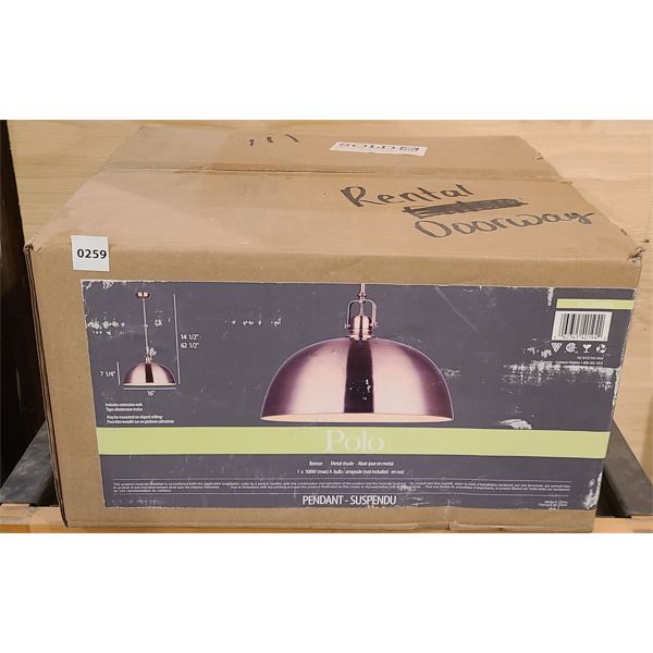 POLO BRONZE METAL SHADE PENDANT LIGHT 