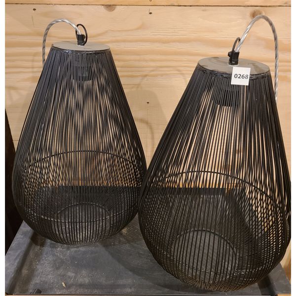 LOT OF 2 - METAL LANTERN STYLE PENDANT LIGHTS 