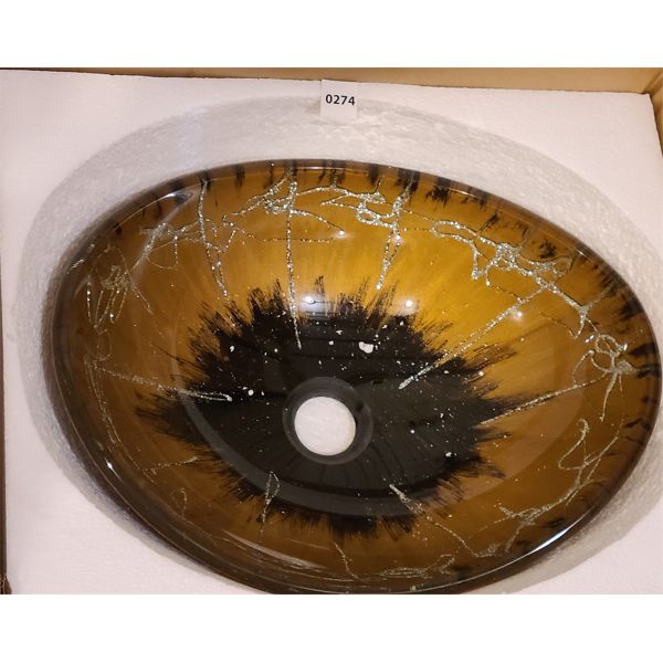 ELITE OVAL PORCELAIN SINK - GOLD/SILVER 