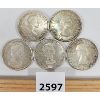 Image 2 : LOT OF 5 - CDN SILVER 50 CENT PIECES - 1953, '59, '61, '63, '66