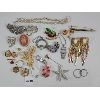 Image 1 : JOB LOT - COSTUME JEWELRY, BROOCHES, EARRINGS & ETC