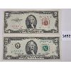 Image 1 : LOT OF 2 - 1953 US TWO DOLLAR BANKNOTE W/ RED SEAL & 1976 W/ GREEN SEAL