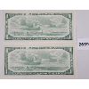 Image 2 : LOT OF 2 - 1954 SEQUENTIAL $1 BANKNOTES 