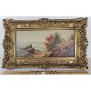 Image 1 : SHORESIDE SCENE OIL ON BOARD PAINTING IN GILT FRAME