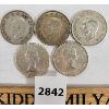 Image 2 : LOT OF 5 - CDN SILVER 50 CENT PIECES - 1942-1963