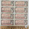 Image 1 : LOT OF 8 - 1954 CANADA $2 BANKNOTES