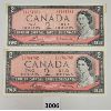 Image 1 : LOT OF 2 - CDN 1954 $2 SEQUENTIAL BANKNOTES