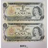 Image 1 : LOT OF 2 - CDN UNCIRCULATED 1973 SEQUENTIAL $1 BANKNOTES