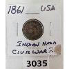 Image 1 : U.S.A. 1861 INDIAN HEAD CIVIL WAR 1CENT COIN