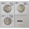 Image 1 : LOT OF 3 - U.S.A. WALKING LIBERTY 50CENT PCS INCL 1941, 1943 & 1947