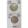 Image 1 : LOT OF 2 - U.S.A. UNCIRCULATED 50CENT PCS INCL 1952 & 1953