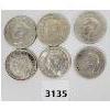 Image 2 : LOT OF 6 - CDN 50 CENT SILVER COINS 