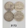 Image 1 : LOT OF 4 - CDN SILVER DOLLARS - 1939, 52, 53 & 54