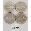 Image 1 : LOT OF 4 - CDN SILVER DOLLARS - 1952, 53, 56 & 57