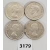Image 2 : LOT OF 4 - CDN SILVER DOLLARS - 1952, 53, 56 & 57