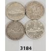 Image 1 : LOT OF 4 - CDN SILVER DOLLARS - 1953, 57, 58 & 59