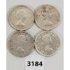 Image 2 : LOT OF 4 - CDN SILVER DOLLARS - 1953, 57, 58 & 59