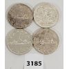 Image 1 : LOT OF 4 - CDN SILVER DOLLARS - 1953, 57, 58 & 59