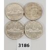 Image 1 : LOT OF 4 - CDN SILVER DOLLARS - 1953, 57, 58 & 59