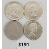 Image 2 : LOT OF 4 - CDN SILVER DOLLARS - 1964, 65, 66 & 67