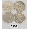 Image 2 : LOT OF 4 - CDN SILVER DOLLARS - 1958, 60, 61 & 62