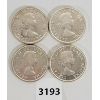 Image 2 : LOT OF 4 - CDN SILVER DOLLARS - 1958, 60, 61 & 62