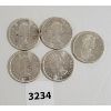 Image 2 : LOT OF 5 - CDN 50 CENT PIECES - 1963 x 4 & 1966