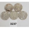Image 2 : LOT OF 5 - CDN 50 CENT PIECES - 1962, 63, 64, 65, 66