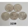 Image 2 : LOT OF 5 - CDN 50 CENT PIECES - 1962, 63, 64, 65, 66