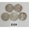 Image 2 : LOT OF 5 - CDN 50 CENT PIECES - 1962, 63, 64, 65, 66