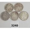 Image 1 : LOT OF 5 - CDN 50 CENT PIECES - 1962, 63, 64, 65, 66