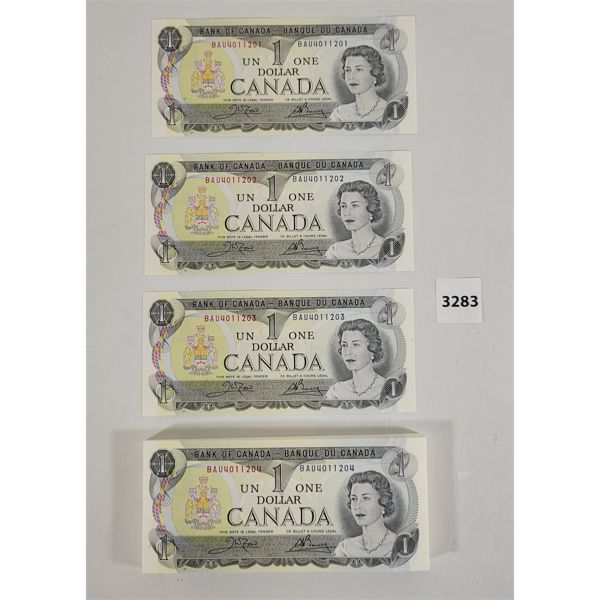 LOT OF 100 - UNCIRCULATED SEQUENTIAL CDN $1 BANKNOTES