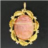 Image 8 : Vintage 18k Two Tone Gold Carved Shell Cameo Open Work Frame Brooch Pin Pendant