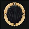 Image 5 : Antique Victorian 18k Gold Banded Black Agate Shell Pearl Mourning Locket Brooch