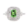 Image 2 : 1.21 ctw Tsavorite and Diamond Ring - Platinum