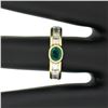 Image 5 : FINE 18K Gold 4.4 ctw Oval Emerald Solitaire & Square Diamond Eternity Band Ring