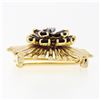 Image 4 : Vintage Retro 14K Yellow Gold Amethyst Cluster Diamond Daisy Flower Burst Brooch