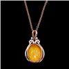 Image 1 : 10.01 ctw Opal and 0.15 ctw Diamond Pendant with 14K Rode Gold Chain