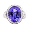 Image 2 : 12.53 ctw Tanzanite and Diamond Ring - 14KT White Gold