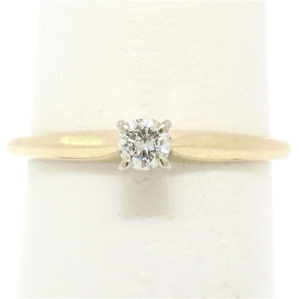 Petite 14k Two Tone Gold 0.15 ctw Round Brilliant Diamond Solitaire Promise Ring