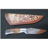 Image 1 : Damascus Blade Knife in Textured Sheath 9"L